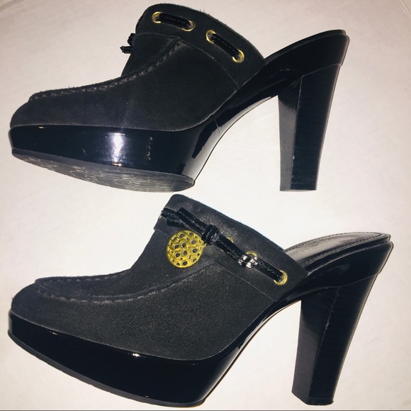 Coach Black Jodey Mules Clog Heels Size 9 - Picture 2 of 7